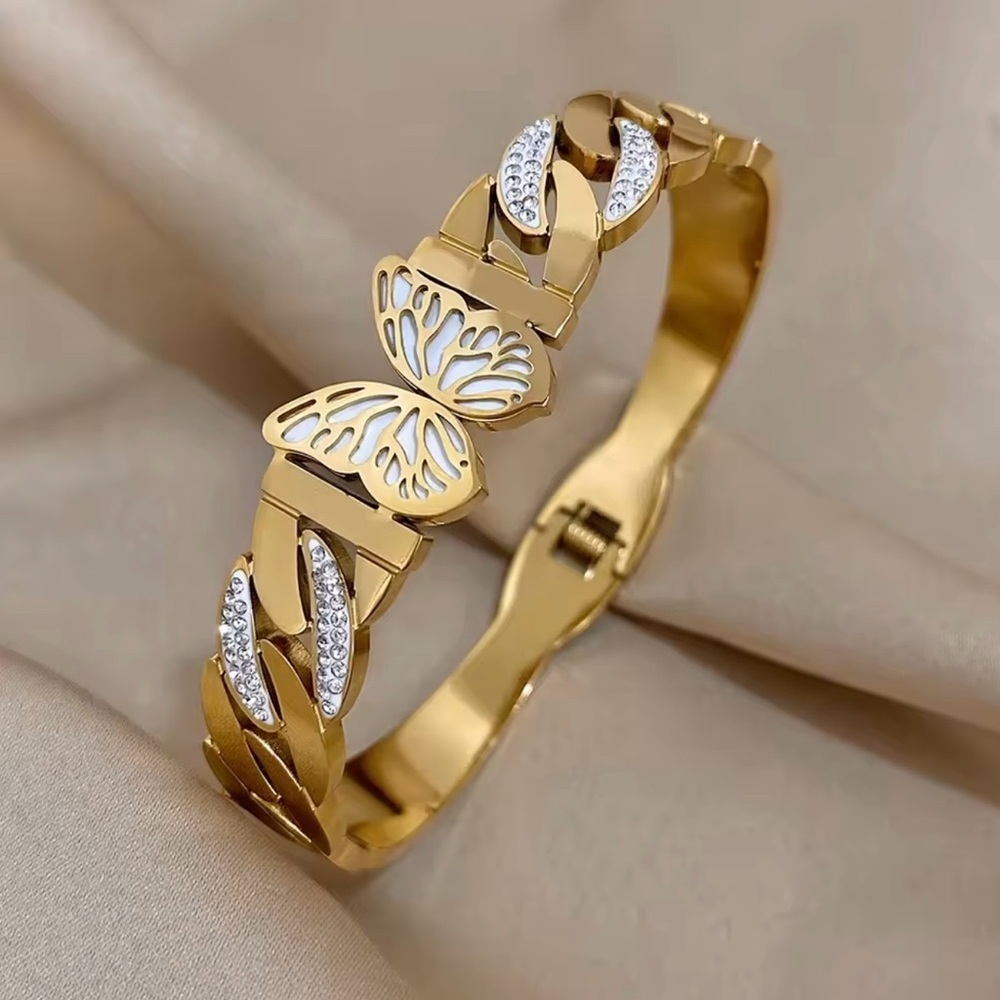 Chunky Butterfly Stainless Steel Bangle Bracelet New - Picture 2 of 5